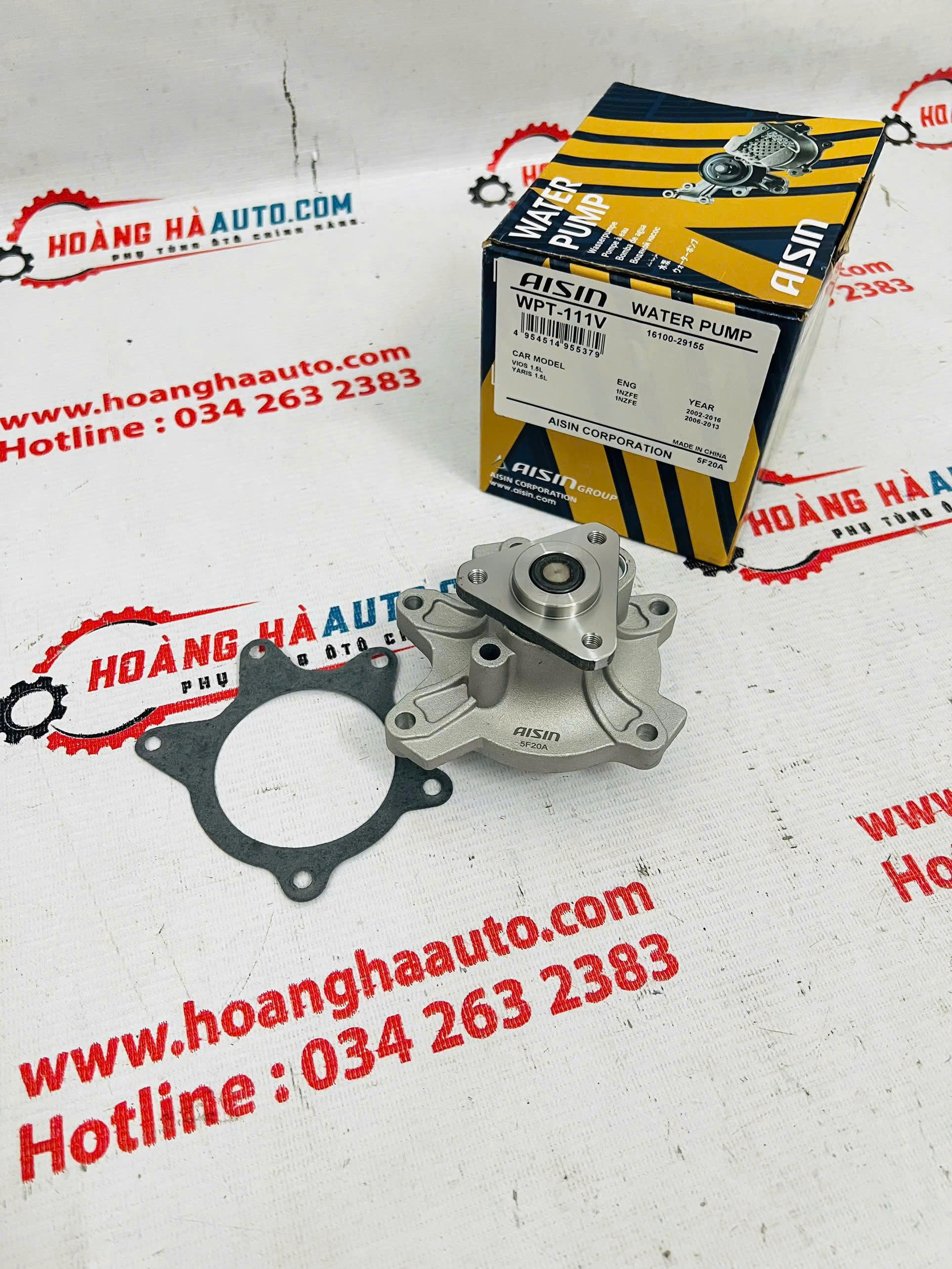 Bơm nước động cơ Toyota Vios 03-15 Chính hãng AISIN | 16100-29155 , WPT-111V . 1610029155 , WPT111V